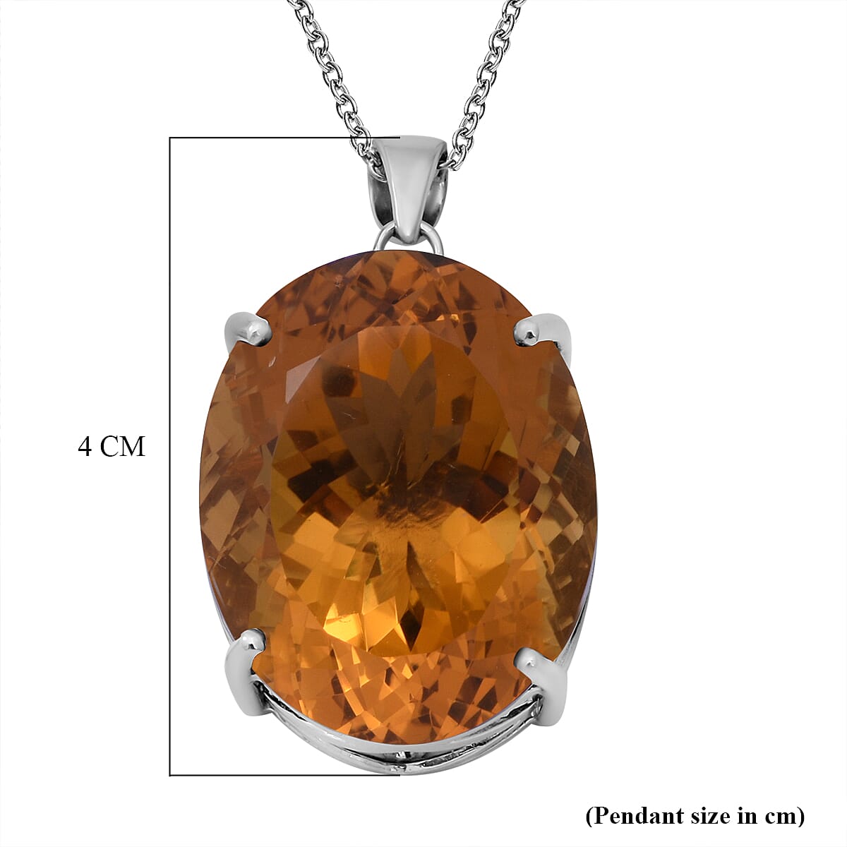 Citrine Pendant (With Chain Size 24) in Platinum Overlay Sterling Silver 47.00 Ct. 8962515 6