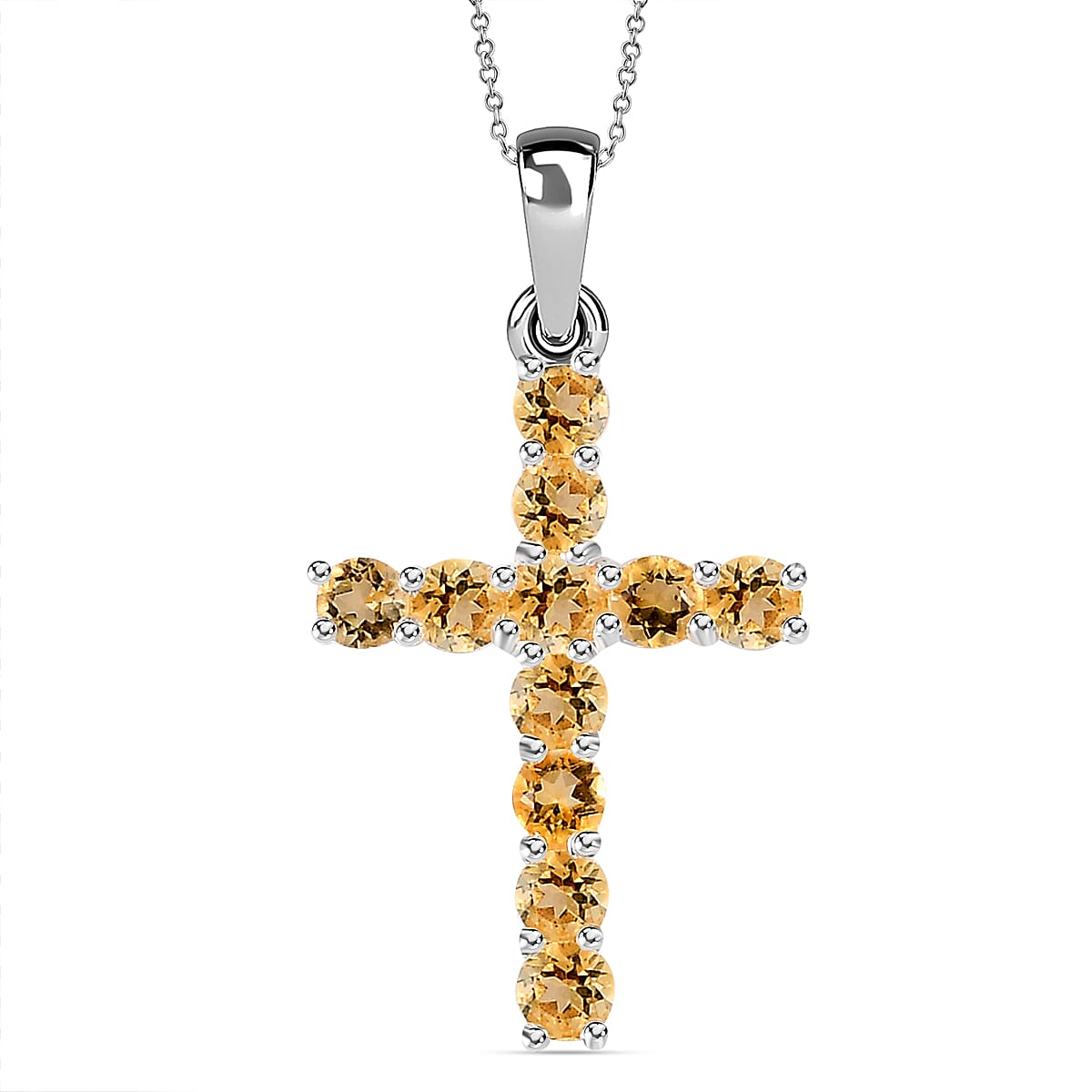 Citrine Sterling Silver Cross Pendant with Chain (Size 20) 4219443 0