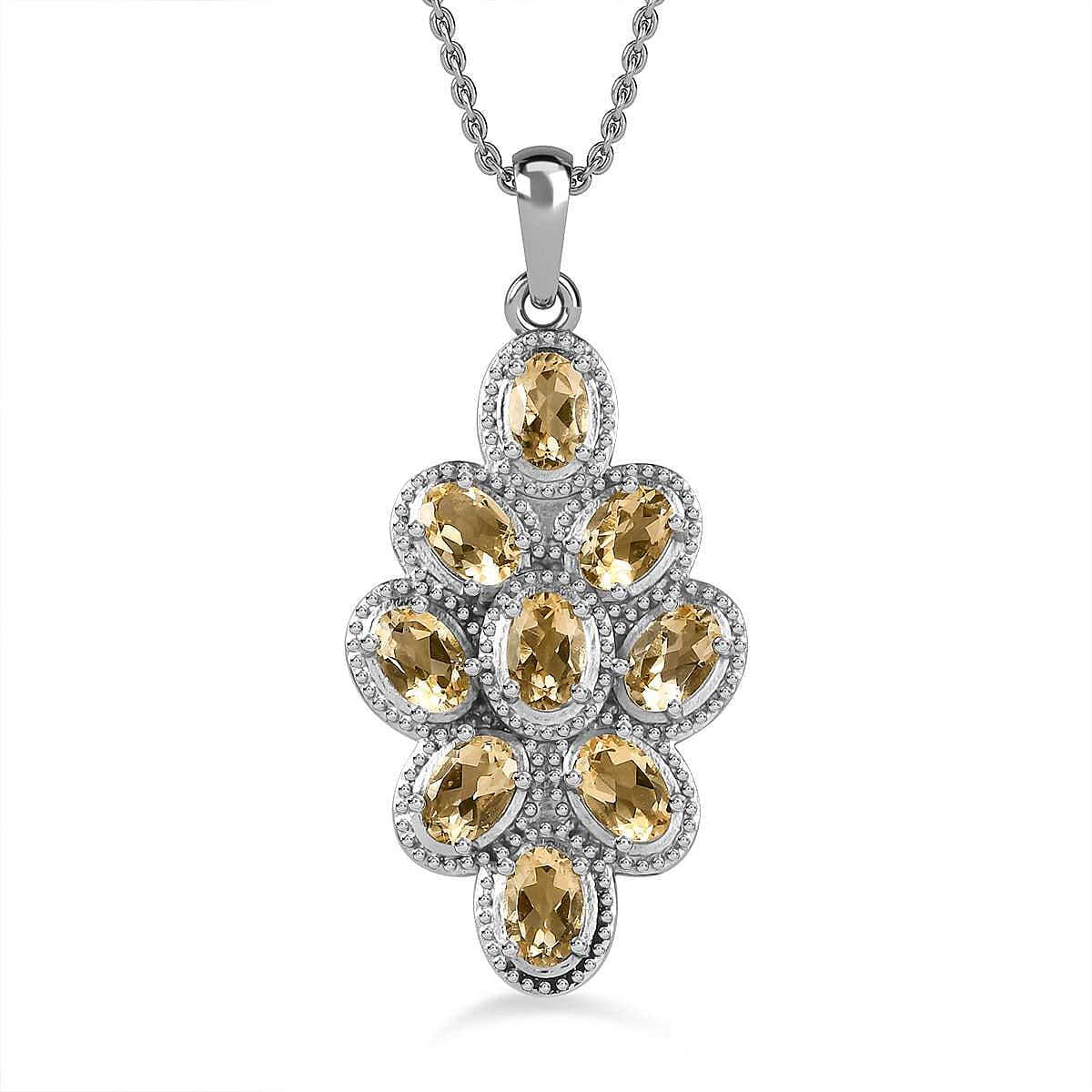 Citrine Cluster Pendant with Stainless Steel Magnetic Lock Chain (Size 20) 4192525 0