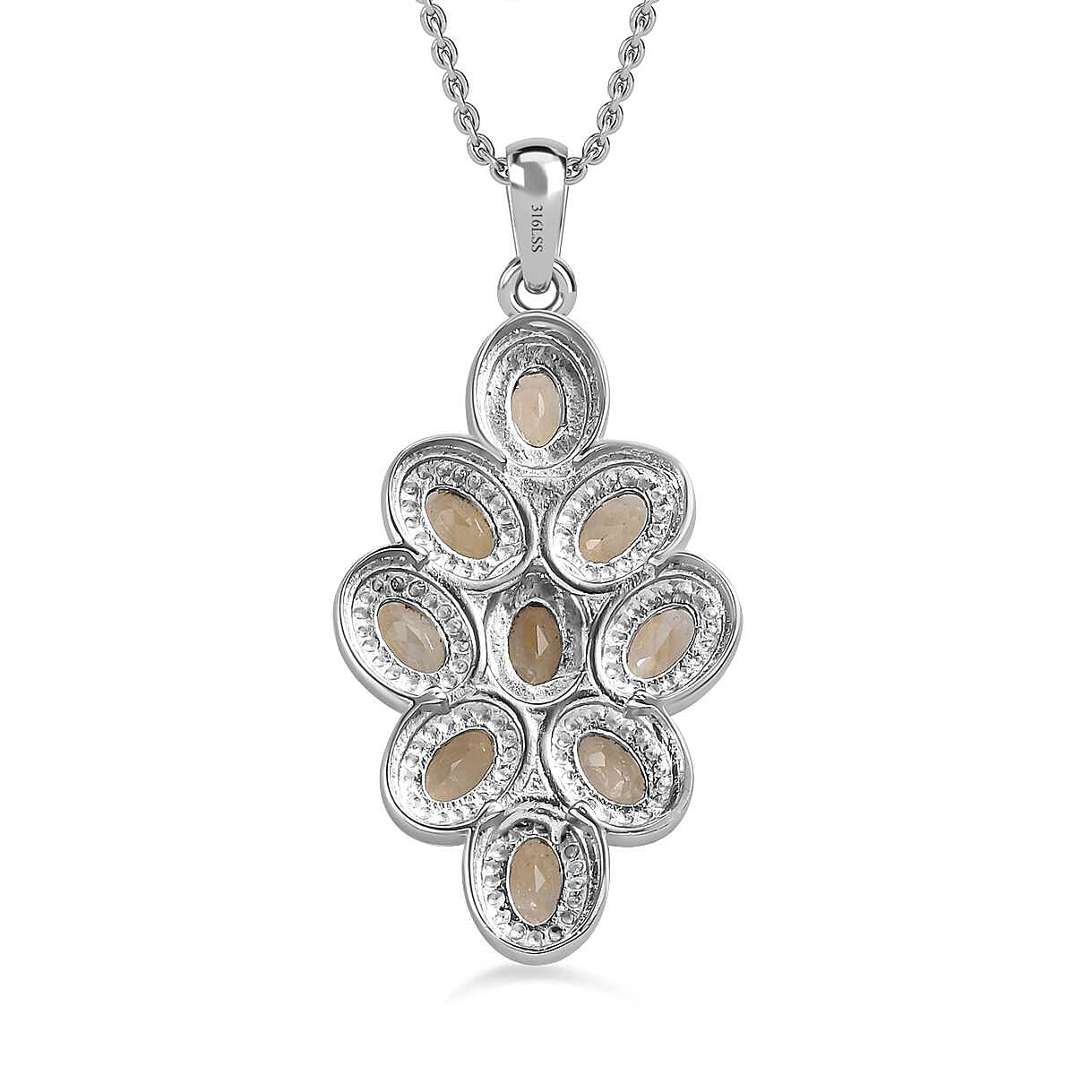 Citrine Cluster Pendant with Stainless Steel Magnetic Lock Chain (Size 20) 4192525 4