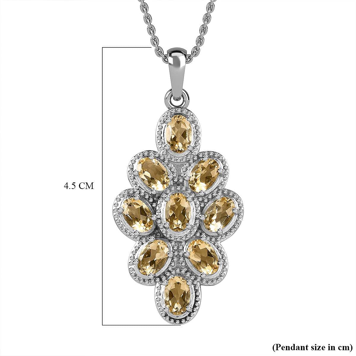 Citrine Cluster Pendant with Stainless Steel Magnetic Lock Chain (Size 20) 4192525 5