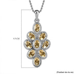 Citrine Cluster Pendant with Stainless Steel Magnetic Lock Chain (Size 20)