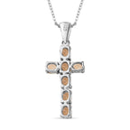 D'Joy - Citrine Cross Pendant with Chain (Size 20) in Platinum Overlay Sterling Silver 1.20 Ct.