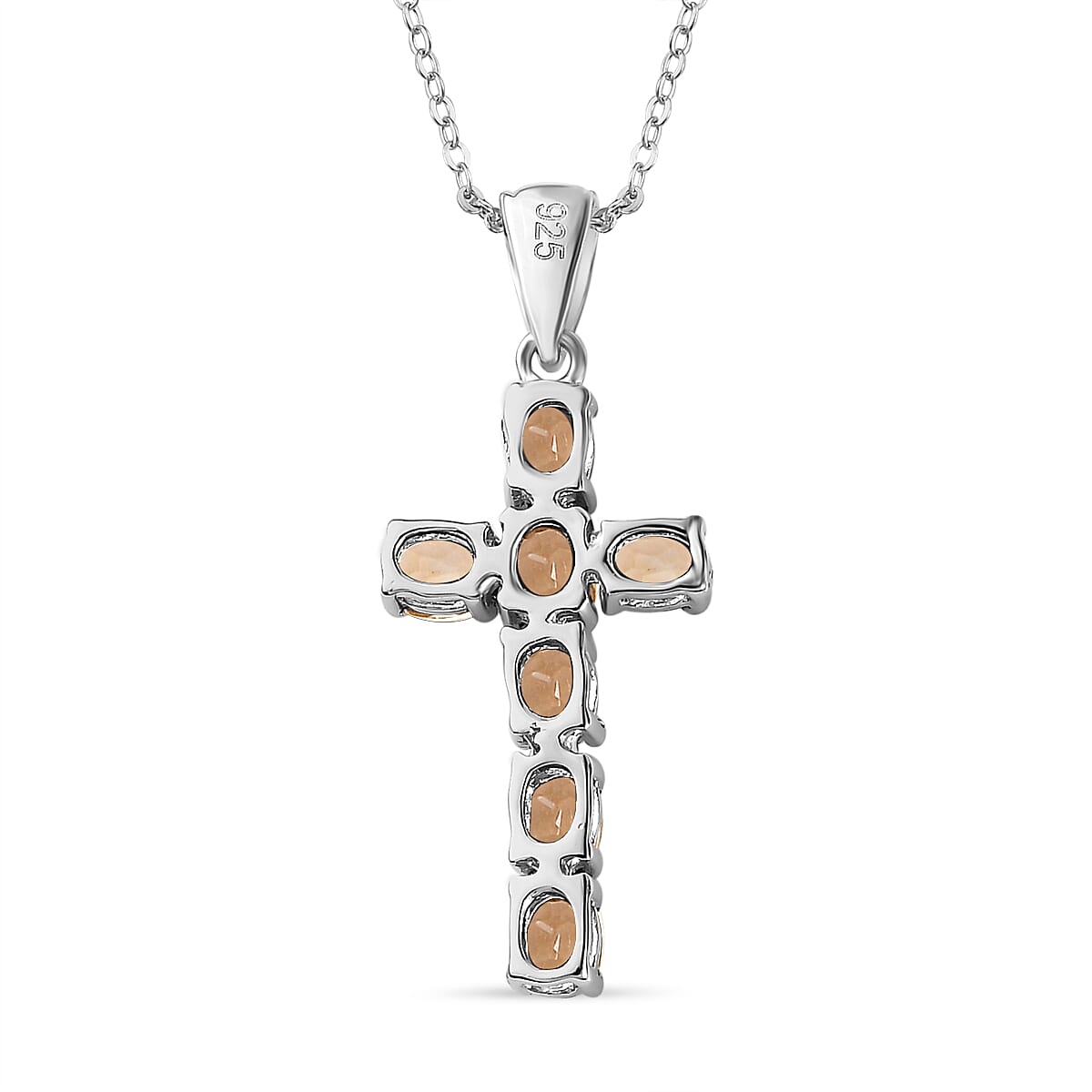 D'Joy - Citrine Cross Pendant with Chain (Size 20) in Platinum Overlay Sterling Silver 1.20 Ct. 4267167 5