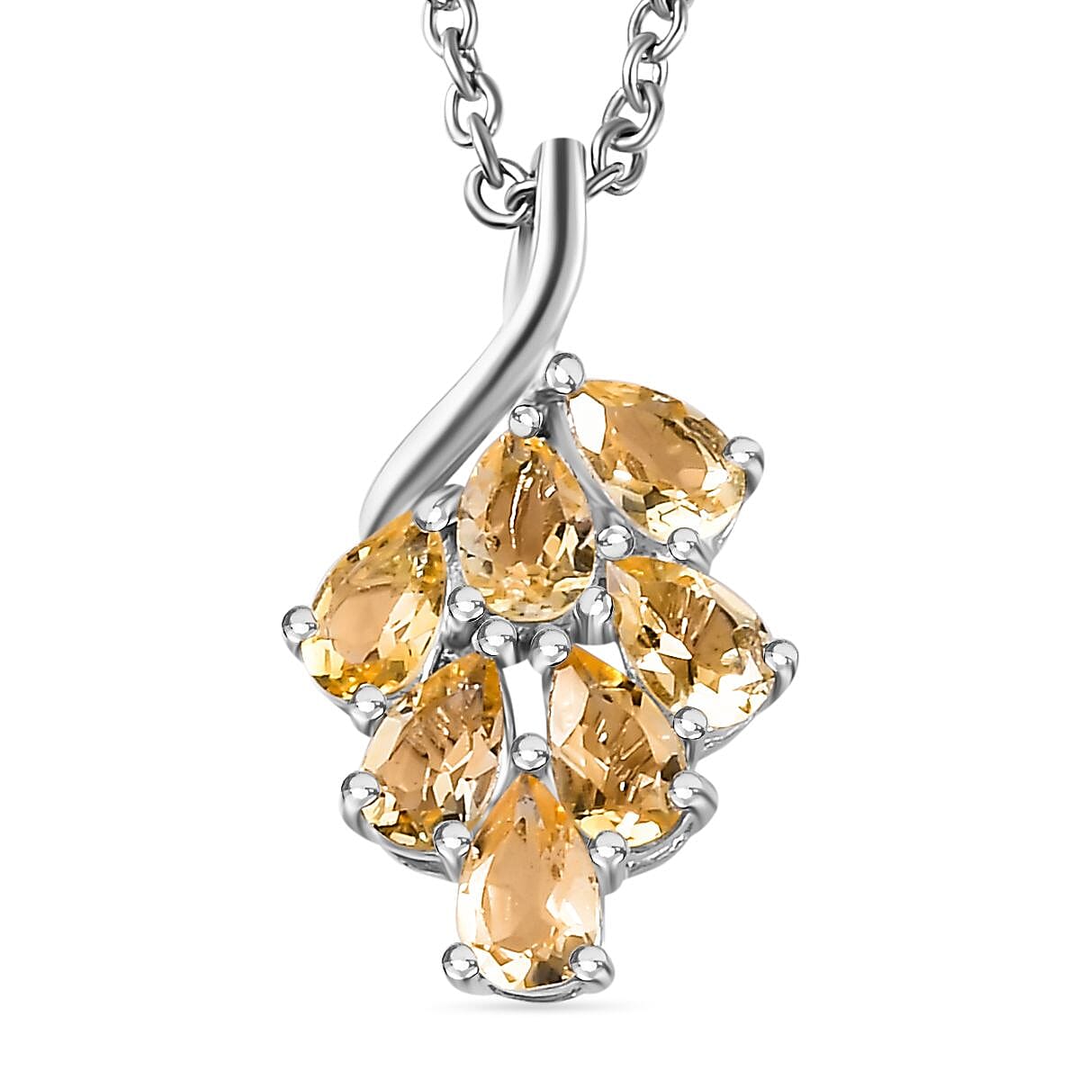Citrine Pendant with Chain (Size 20) in Platinum Overlay Sterling Silver  1.260  Ct. 4268076 0