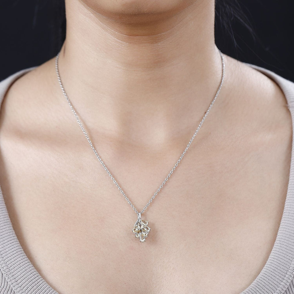Citrine Pendant with Chain (Size 20) in Platinum Overlay Sterling Silver  1.260  Ct.