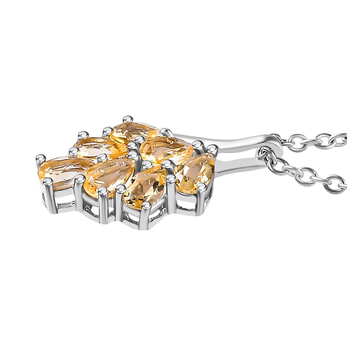 Citrine Pendant with Chain (Size 20) in Platinum Overlay Sterling Silver  1.260  Ct. 4268076 3
