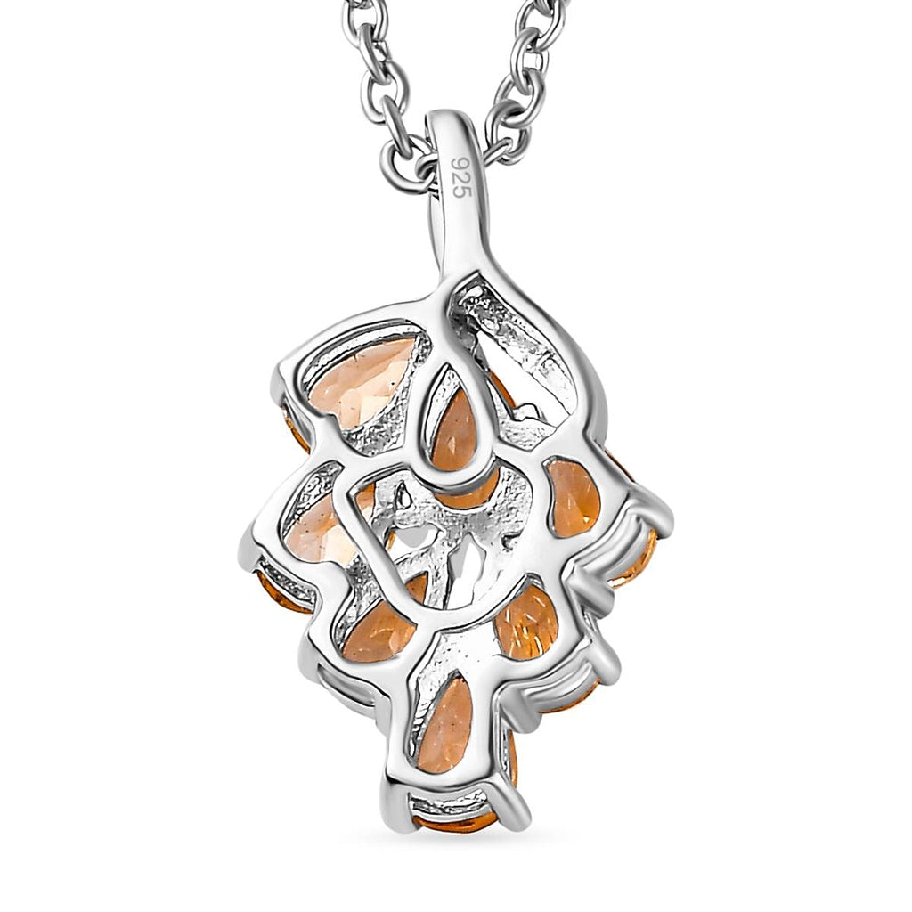Citrine Pendant with Chain (Size 20) in Platinum Overlay Sterling Silver  1.260  Ct.