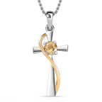 Citrine Pendant with Chain (Size 20) in Platinum Overlay Sterling Silver