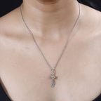 Citrine Pendant with Chain (Size 20) in Platinum Overlay Sterling Silver