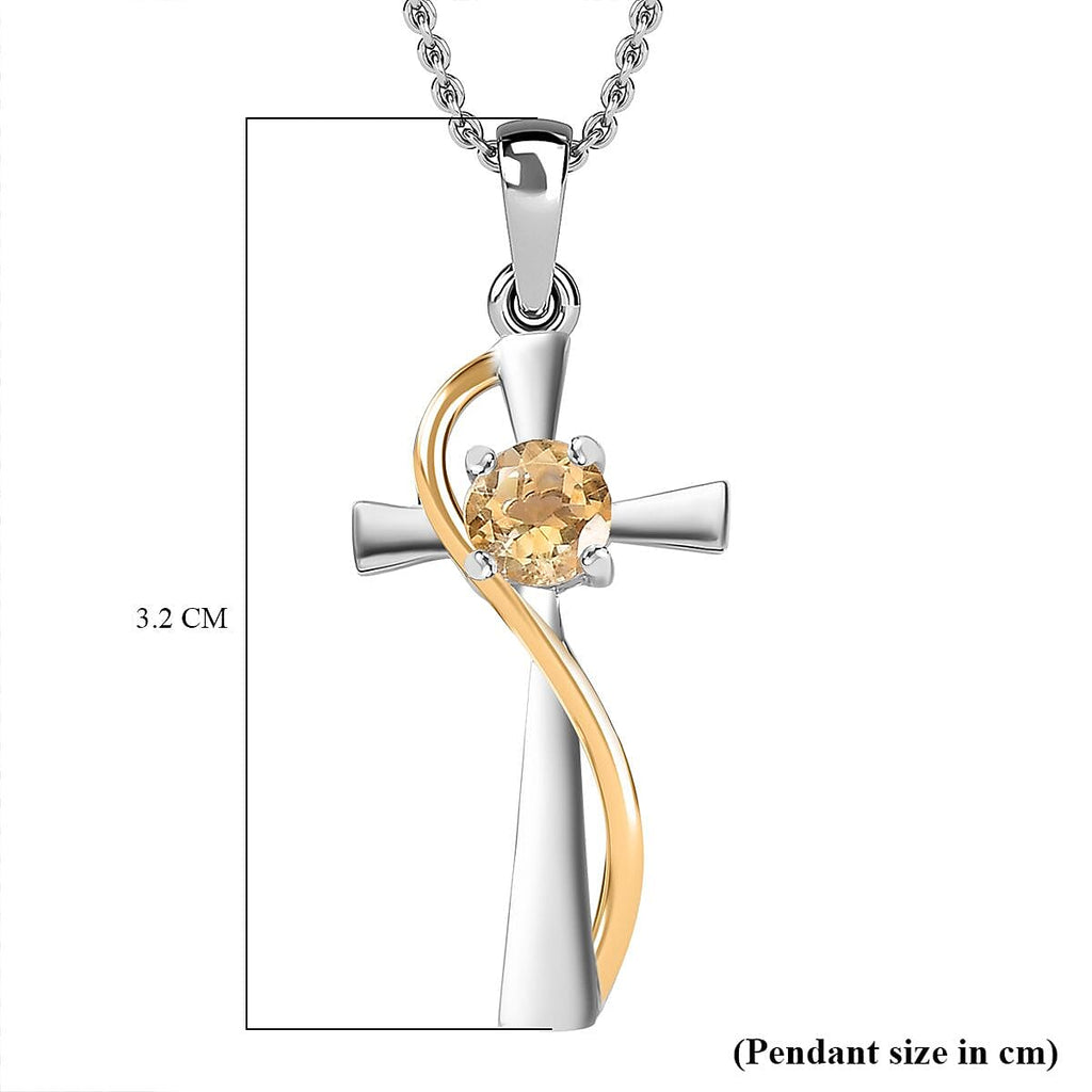 Citrine Pendant with Chain (Size 20) in Platinum Overlay Sterling Silver