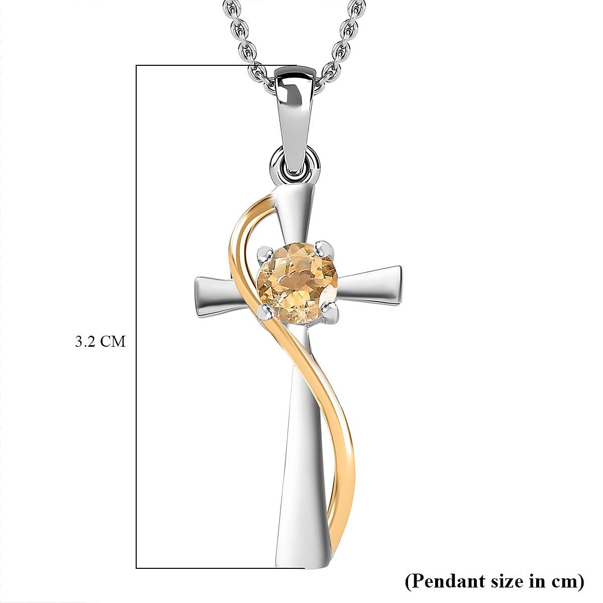Citrine Pendant with Chain (Size 20) in Yellow Gold and Platinum Overlay Sterling Silver 4283028 6