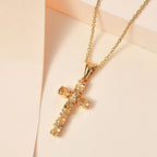 D'Joy - Citrine Cross Pendant with Chain (Size 20) in 18K Vermeil Yellow Gold Plated Sterling Silver 1.20 Ct.