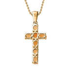 D'Joy - Citrine Cross Pendant with Chain (Size 20) in 18K Vermeil Yellow Gold Plated Sterling Silver 1.20 Ct.