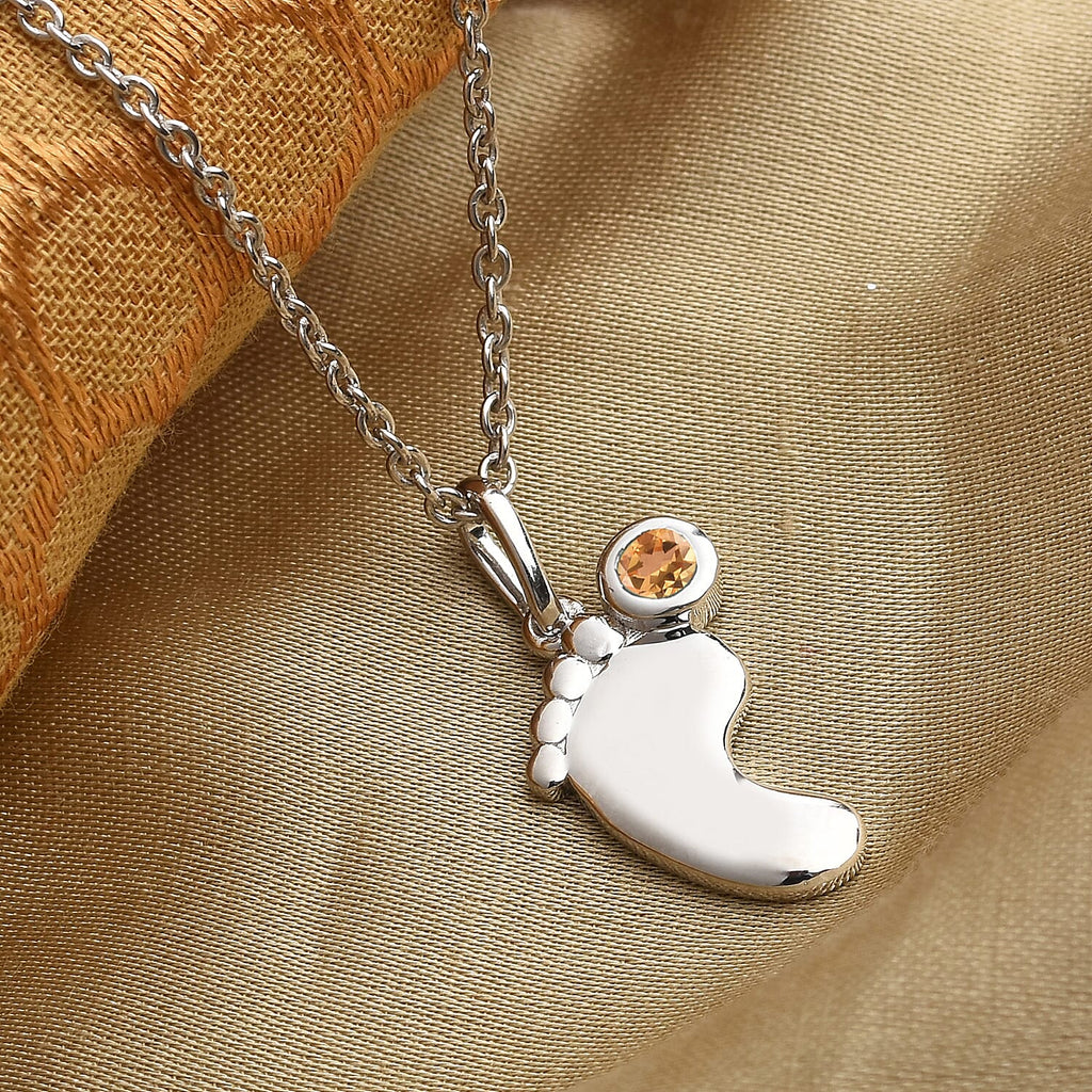 Citrine Pendant with Chain (Size 20 With 4 Inch Extender) In Platinum Overlay Sterling Silver