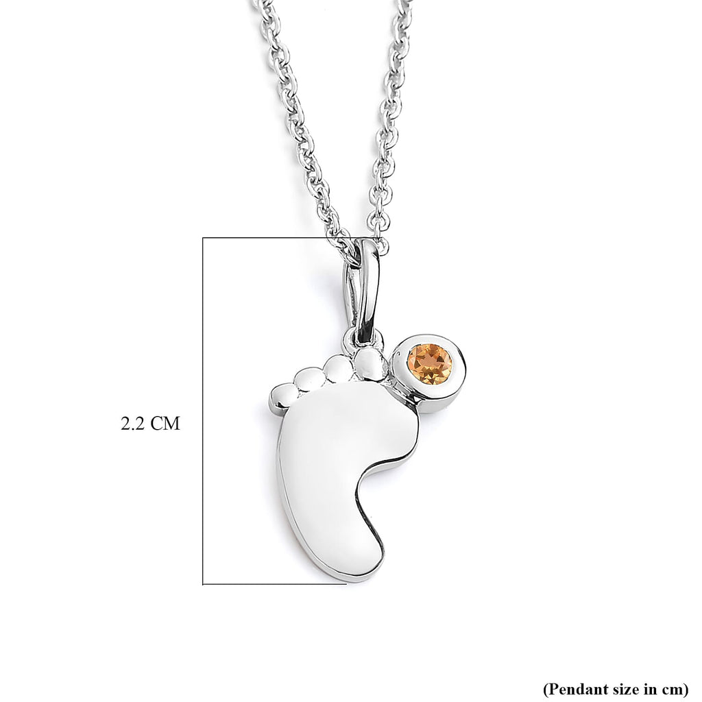 Citrine Pendant with Chain (Size 20 With 4 Inch Extender) In Platinum Overlay Sterling Silver