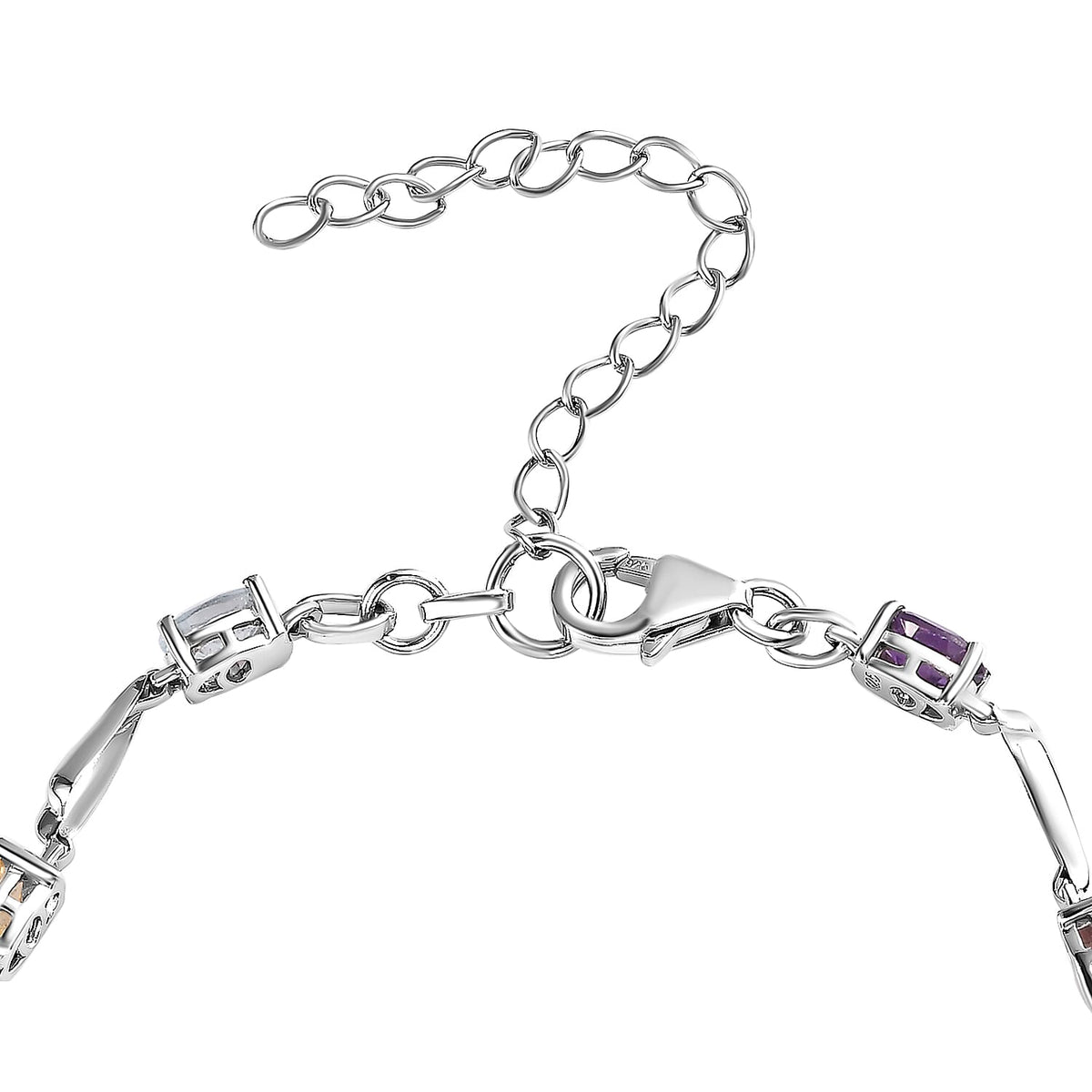 Citrine &amp; Multi Gemstone Bracelet (Size - 6.5-2 Inch Ext.) in Platinum Overlay Sterling Silver 3.70 Ct. 7756366 3