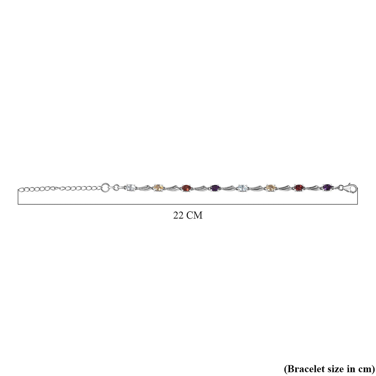 Citrine &amp; Multi Gemstone Bracelet (Size - 6.5-2 Inch Ext.) in Platinum Overlay Sterling Silver 3.70 Ct. 7756366 4