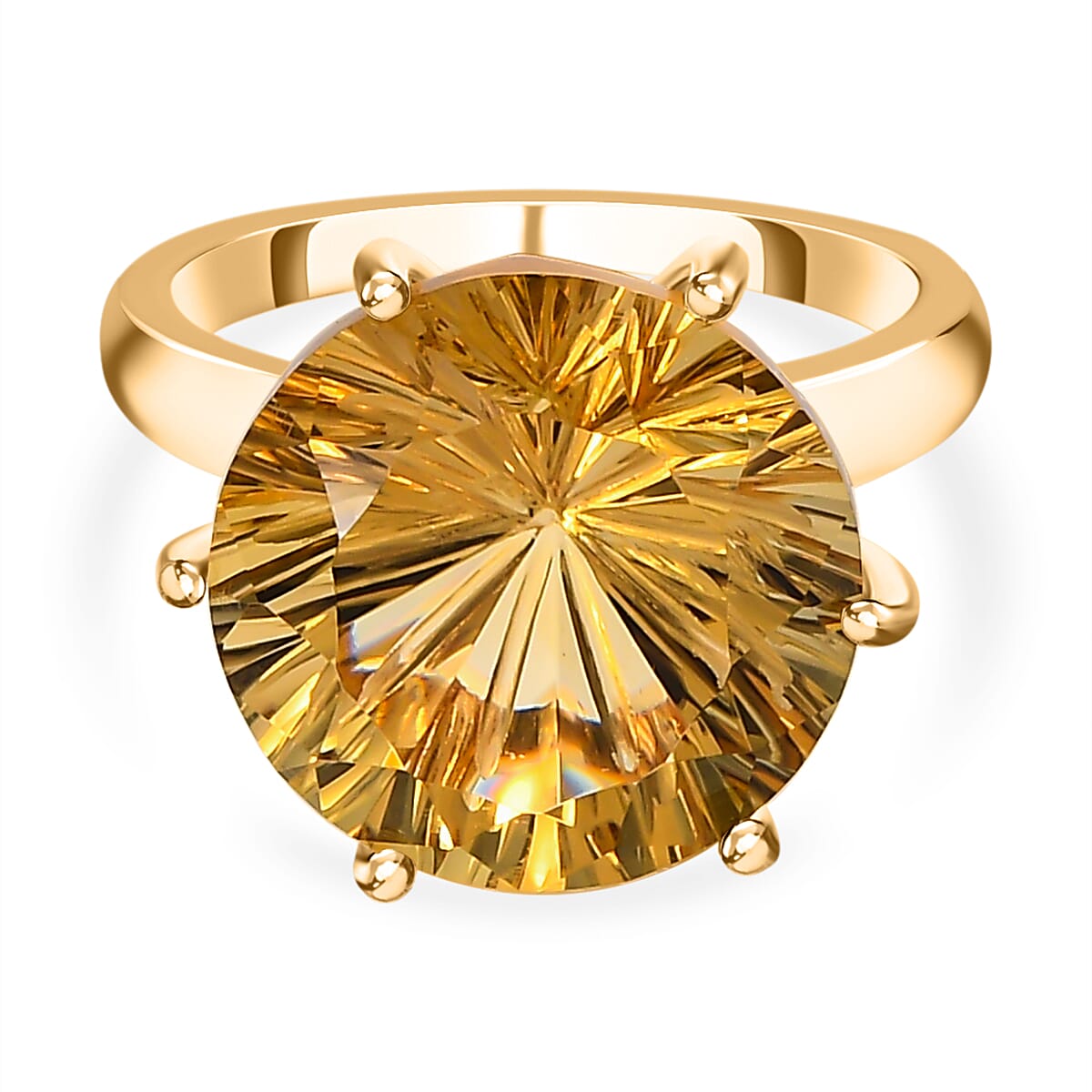 Hanabi Cut Citrine Solitaire Ring in 18K Yellow Gold Vermeil Plated Sterling Silver 7535934 0