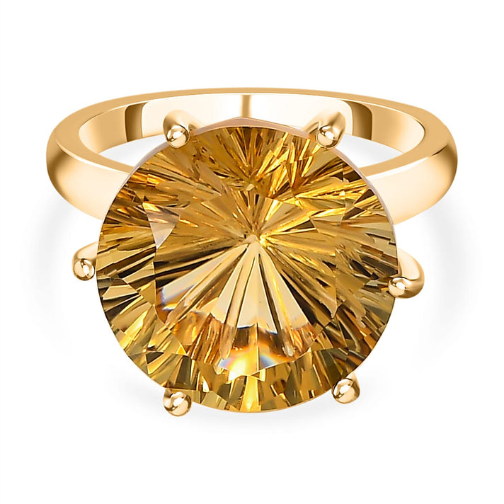 Hanabi Cut Citrine Solitaire Ring in 18K Yellow Gold Vermeil Plated Sterling Silver 7535934 1