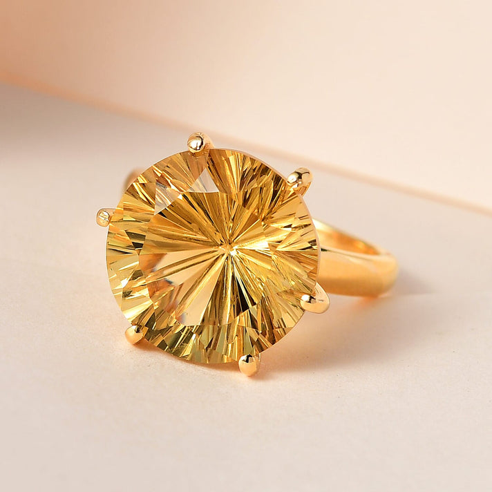 Hanabi Cut Citrine Solitaire Ring in 18K Yellow Gold Vermeil Plated Sterling Silver 7535934 2