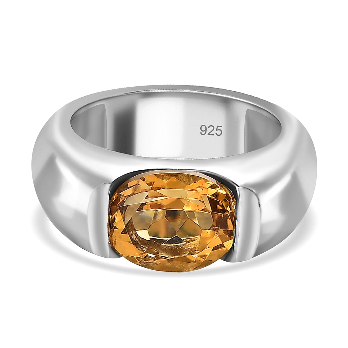 Citrine Ring in Platinum Overlay Sterling Silver 2.69 Ct, Silver Wt. 6 Gms 7546382 0