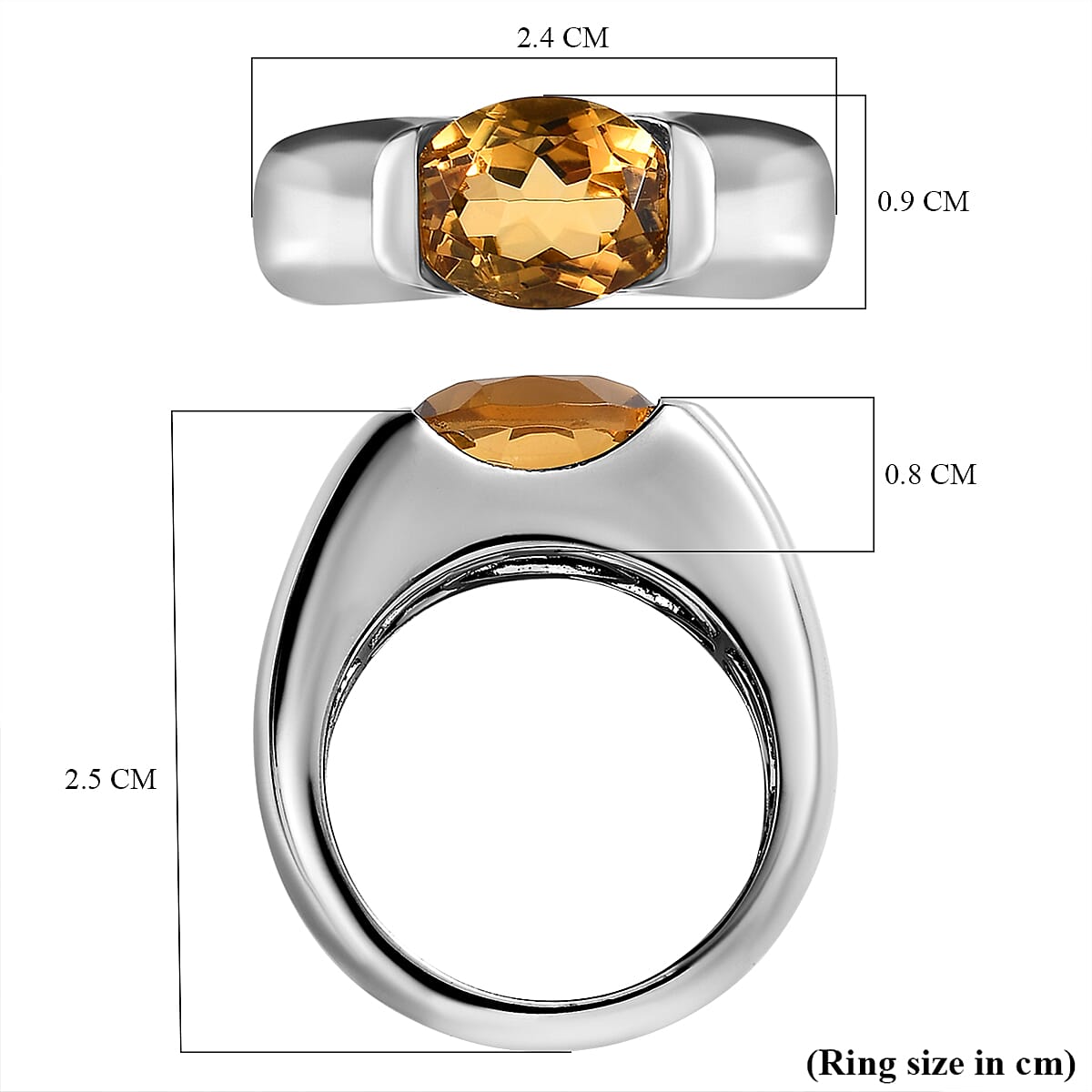 Citrine Ring in Platinum Overlay Sterling Silver 2.69 Ct, Silver Wt. 6 Gms 7546382 5
