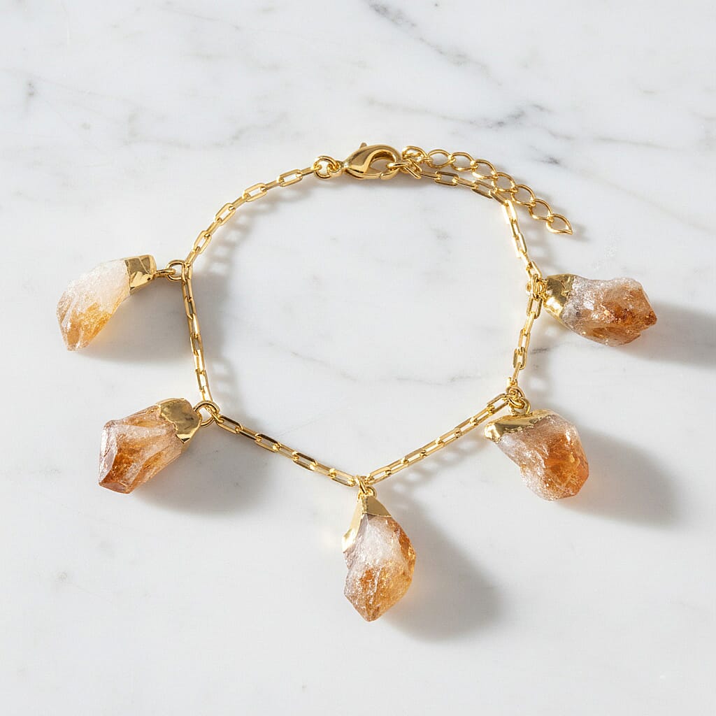 Citrine Rough Cut Bracelet (Size 7 - 1.5 Ext) in Yellow Gold Plated 20.00 Ct. 8282827 2