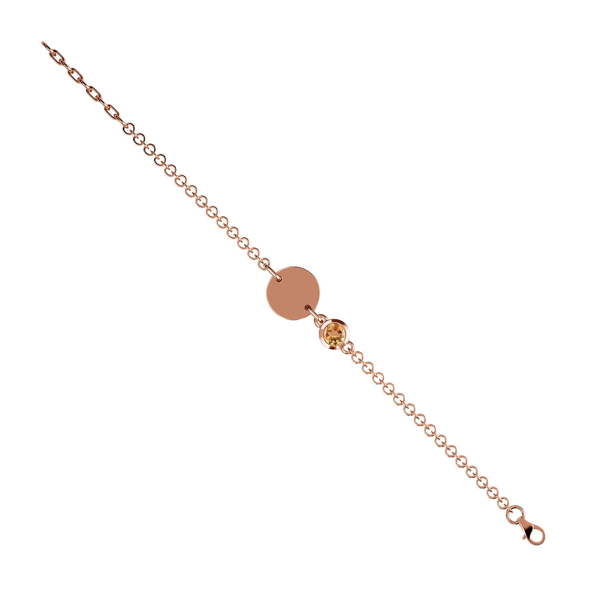 Citrine Solitaire Bracelet in Rose Gold Plated Sterling Silver 3627392 3