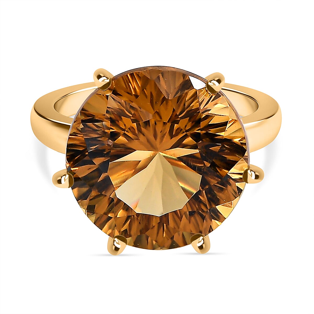Citrine Solitaire Ring in Yellow Gold Vermeil Plated Sterling Silver 10.00 Ct 7516982 0