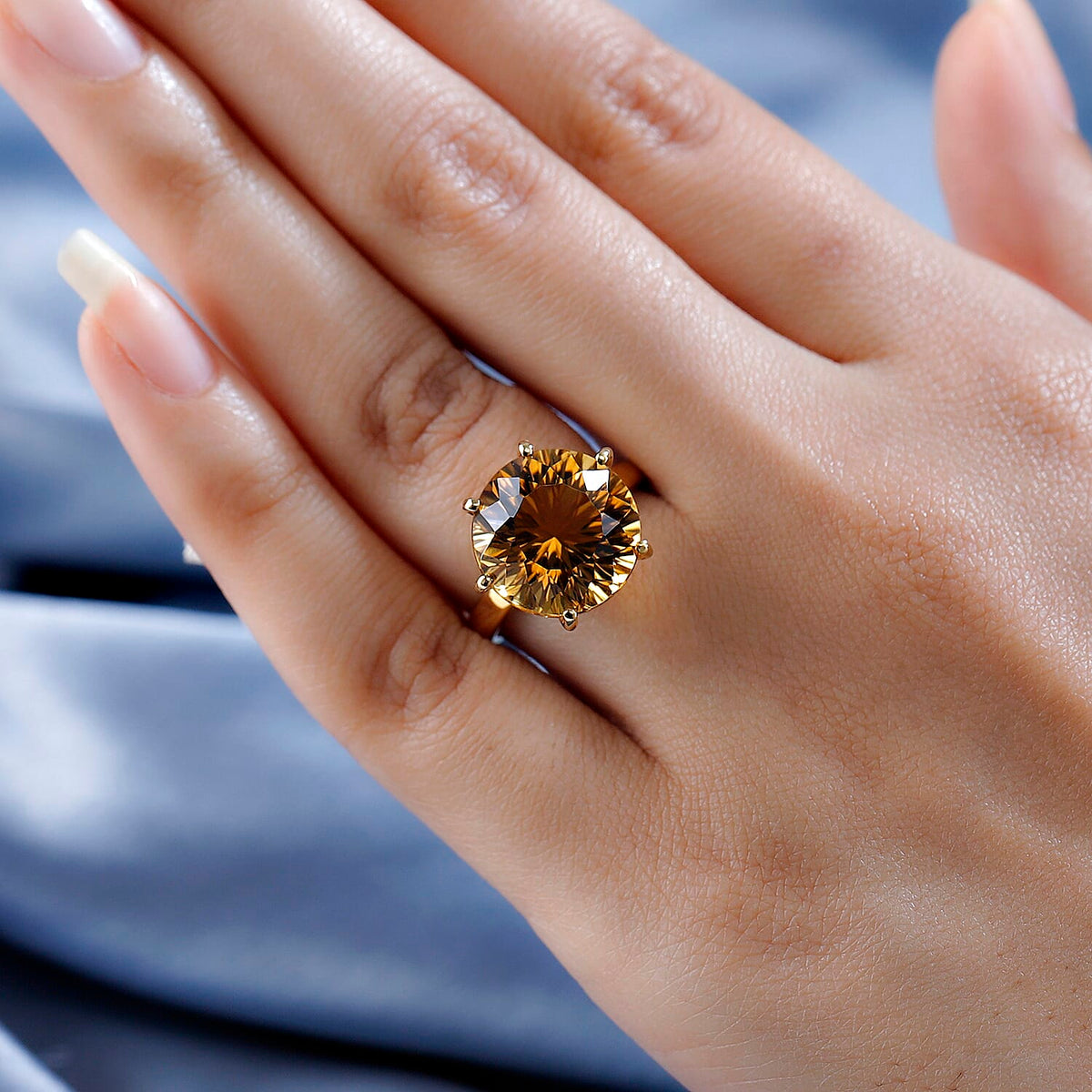 Citrine Solitaire Ring in Yellow Gold Vermeil Plated Sterling Silver 10.00 Ct 7516982 3