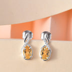 Citrine Solitaire Earrings in Sterling Silver 1.49 Ct
