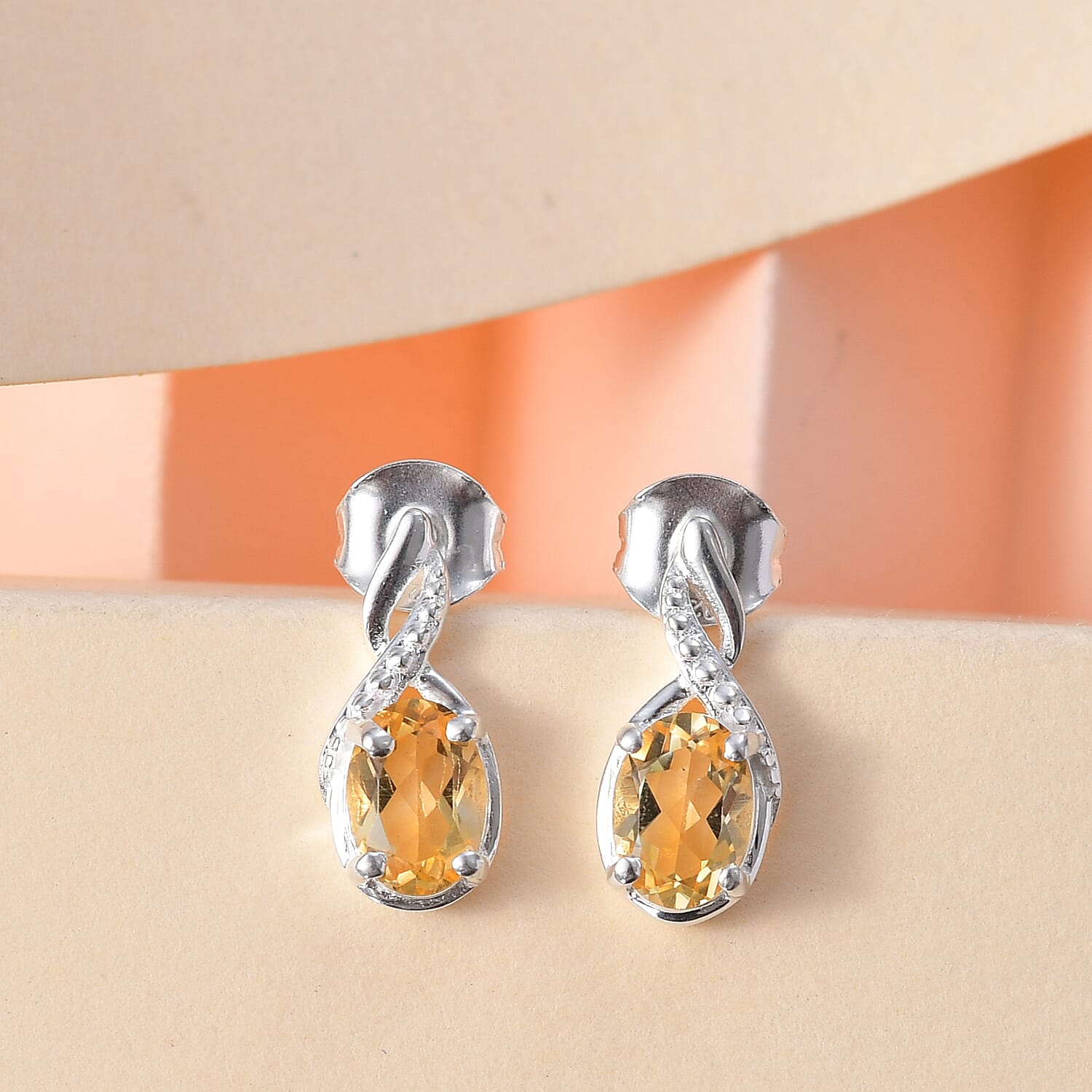 Citrine Solitaire Earrings in Sterling Silver 1.49 Ct 7808158 2