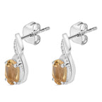 Citrine Solitaire Earrings in Sterling Silver 1.49 Ct