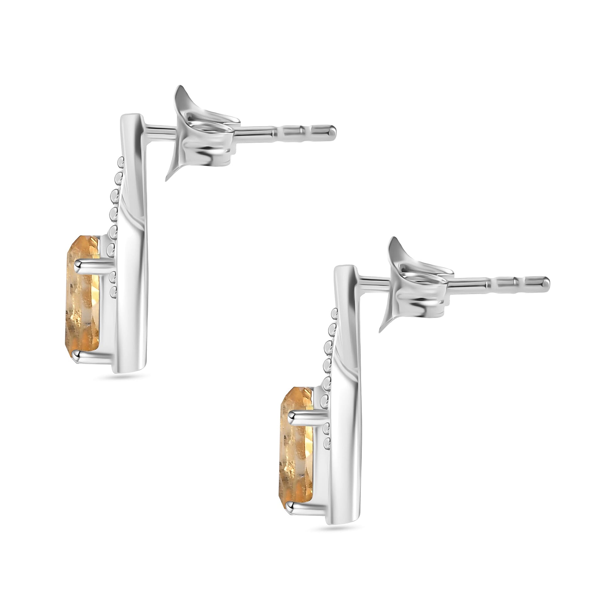 Citrine Solitaire Earrings in Sterling Silver 1.49 Ct 7808158 5