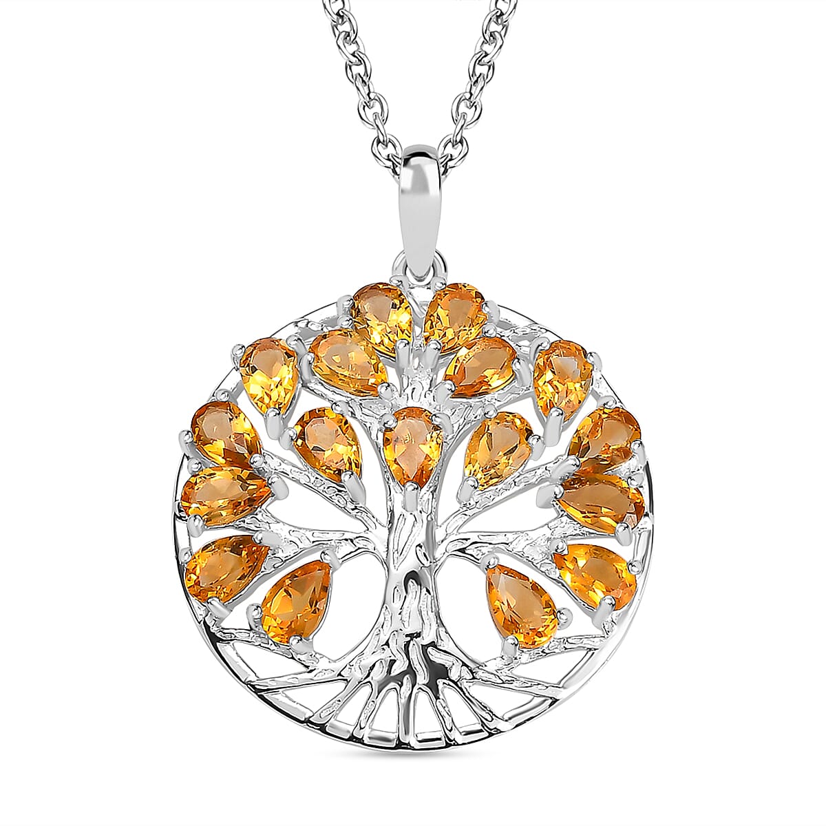 4.25 Ct. Citrine Tree of Life Pendant in Sterling Silver With Chain (Size 20) 4195406 0