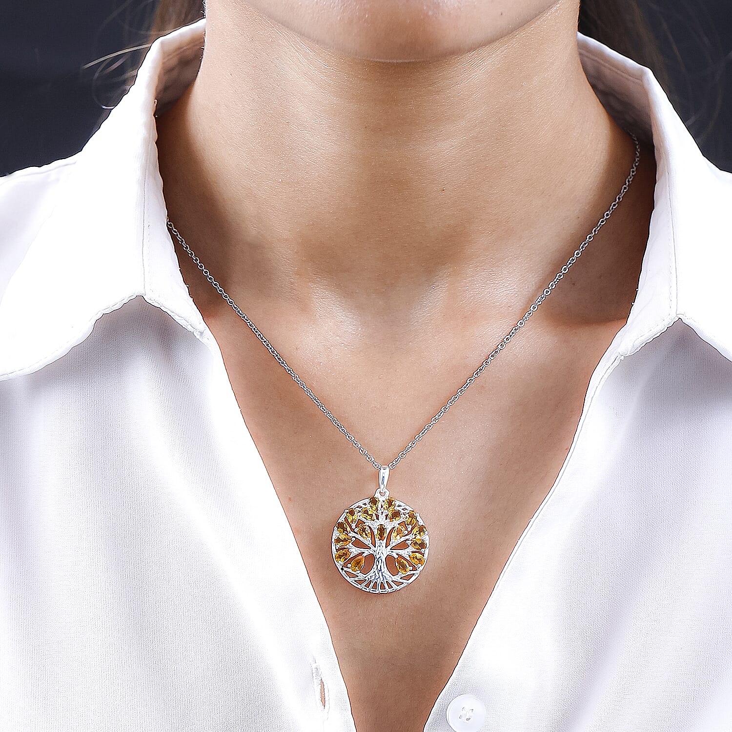 4.25 Ct. Citrine Tree of Life Pendant in Sterling Silver With Chain (Size 20) 4195406 2