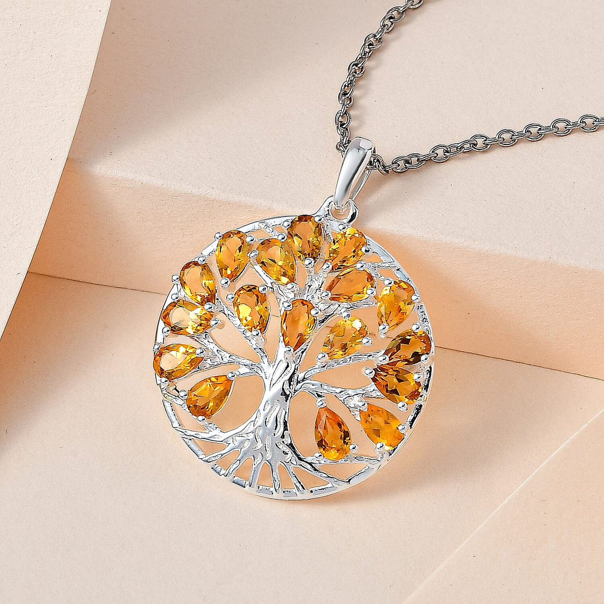 4.25 Ct. Citrine Tree of Life Pendant in Sterling Silver With Chain (Size 20) 4195406 3