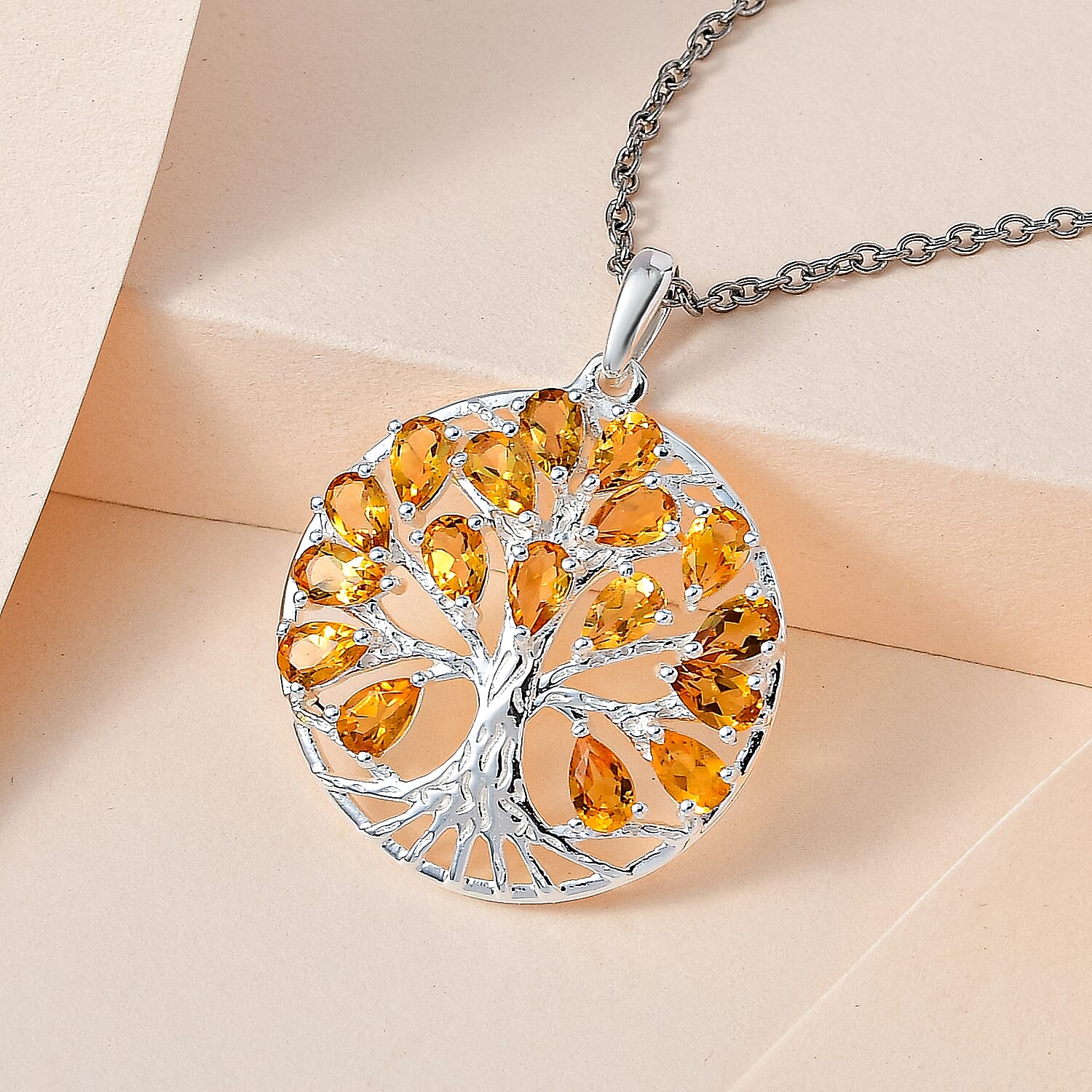 4.25 Ct. Citrine Tree of Life Pendant in Sterling Silver With Chain (Size 20) 4195406 3