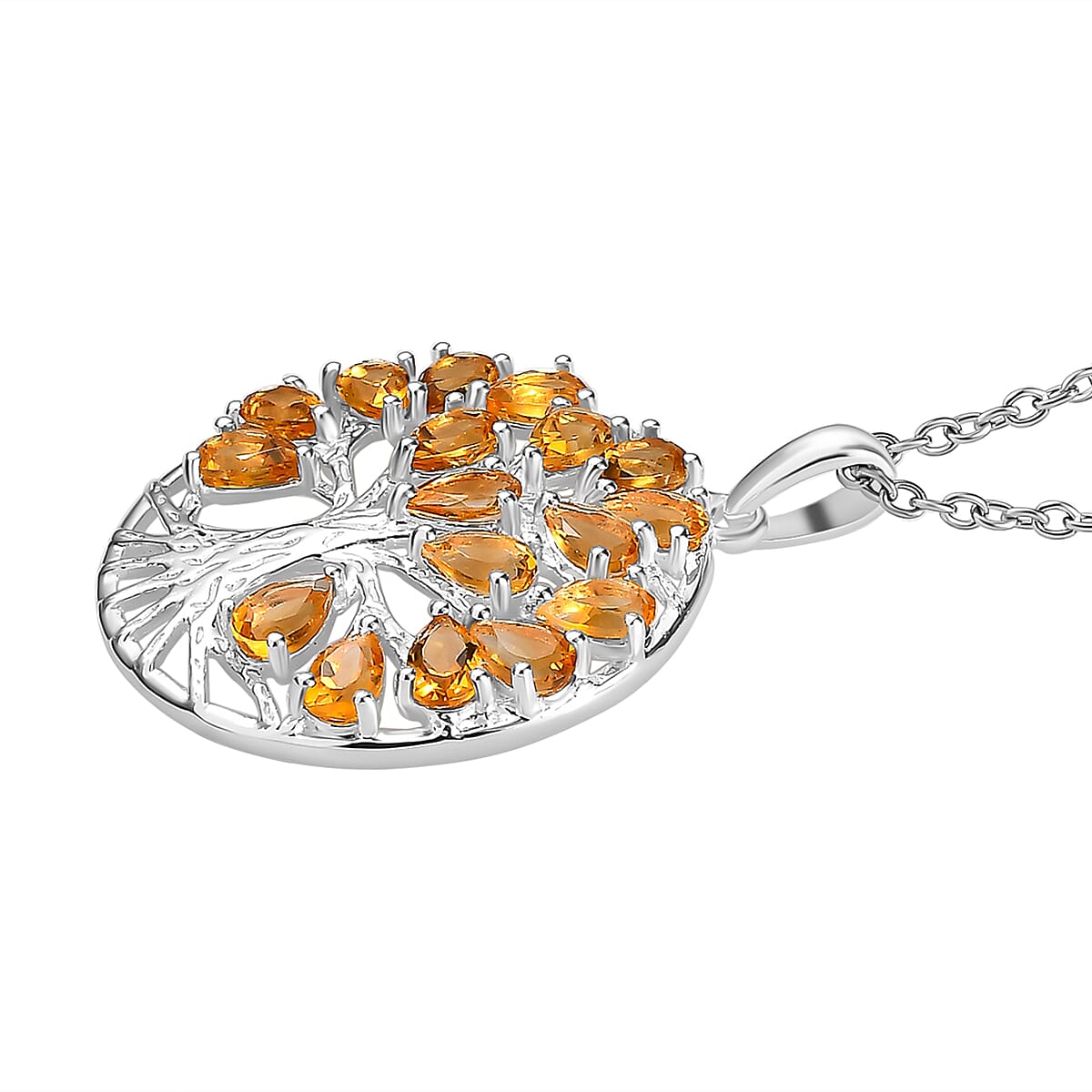 4.25 Ct. Citrine Tree of Life Pendant in Sterling Silver With Chain (Size 20) 4195406 4