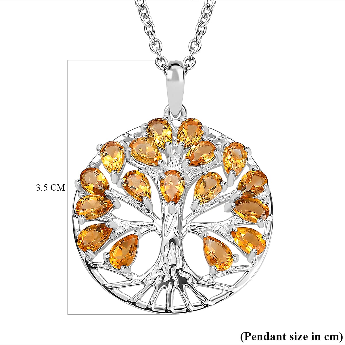 4.25 Ct. Citrine Tree of Life Pendant in Sterling Silver With Chain (Size 20) 4195406 6