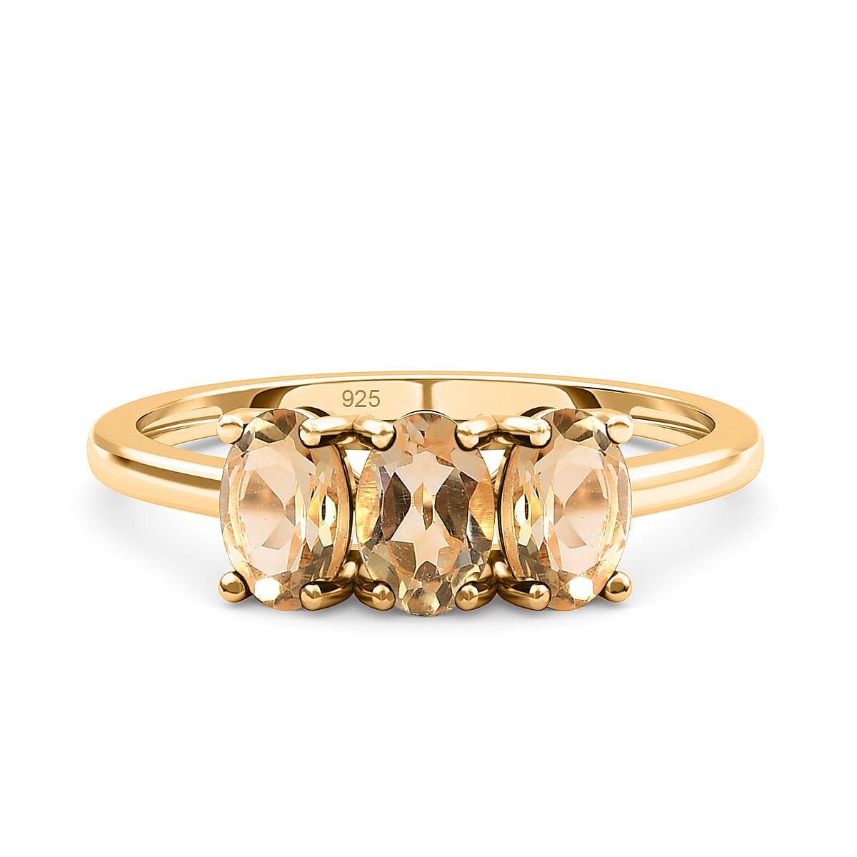 Citrine 3 Stone Ring in 18K Vermeil Yellow Gold Plated Sterling Silver 1.32 Ct. 7362876 2