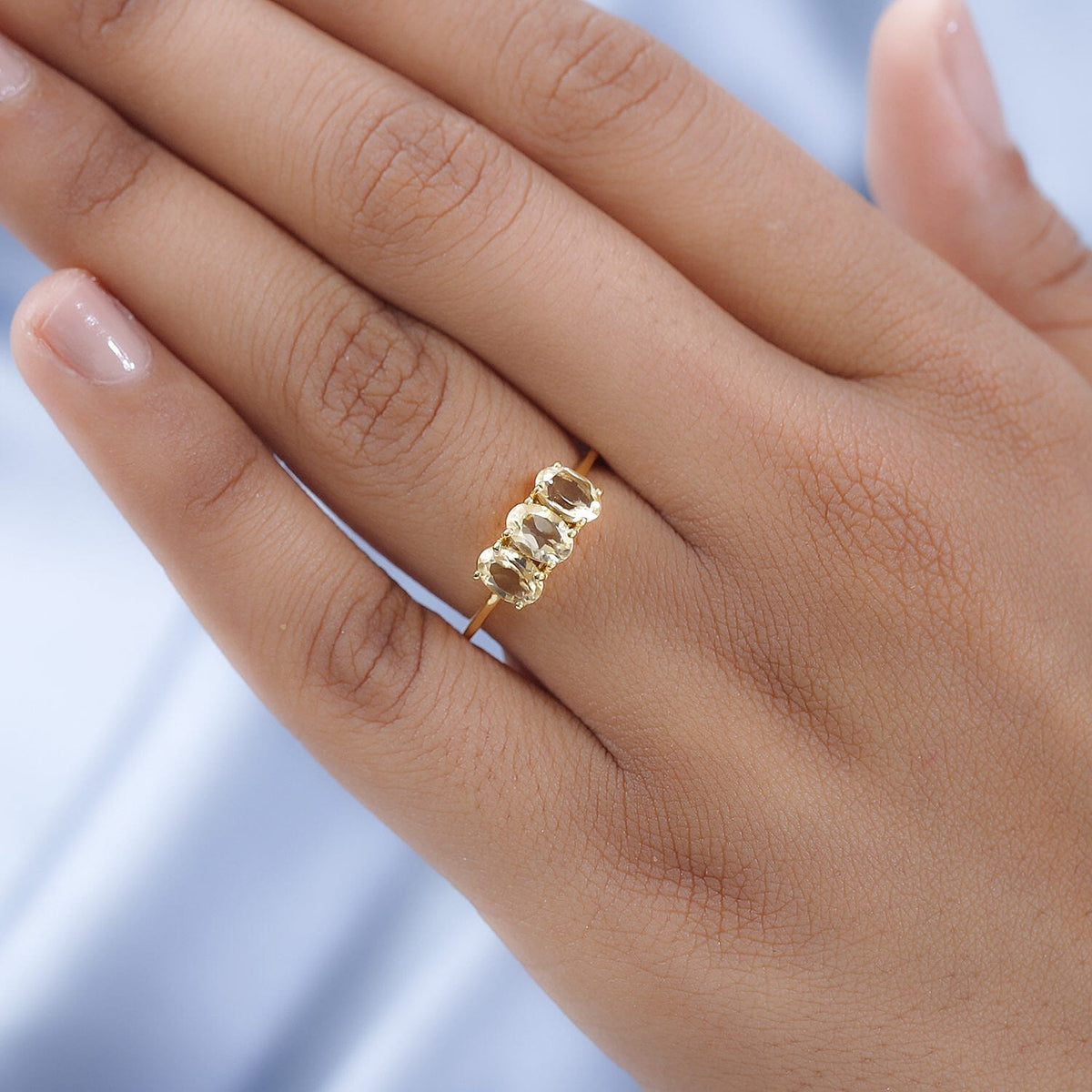 Citrine 3 Stone Ring in 18K Vermeil Yellow Gold Plated Sterling Silver 1.32 Ct. 7362876 6