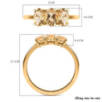 Citrine 3 Stone Ring in 18K Vermeil Yellow Gold Plated Sterling Silver 1.32 Ct.