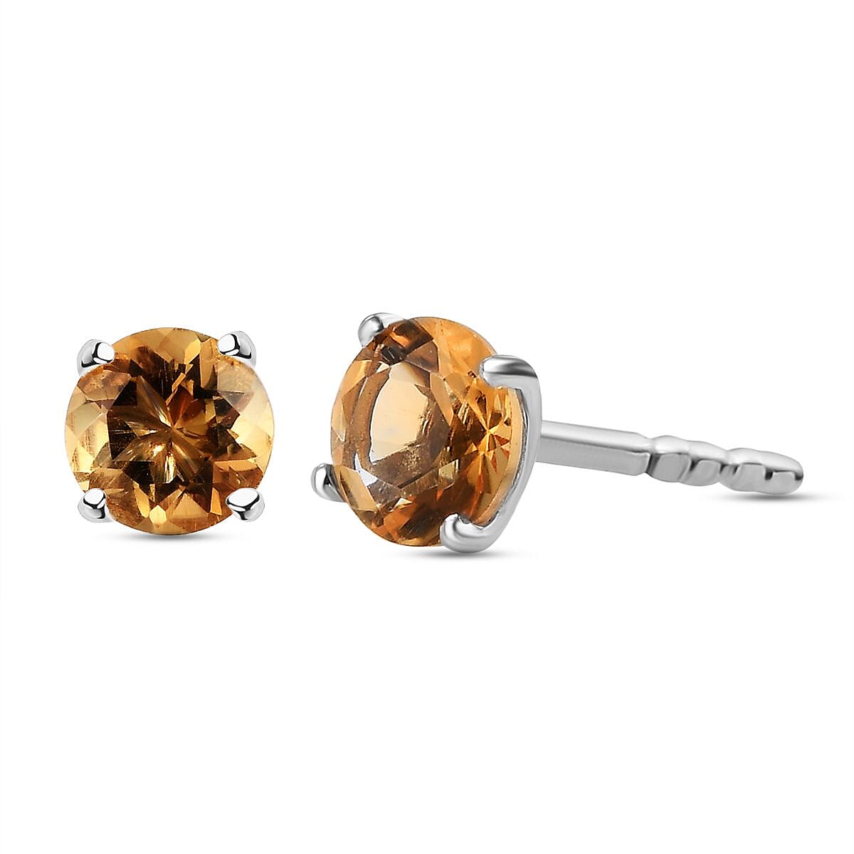 Citrine Stud Earring with Push Back in Platinum Overlay Sterling Silver 1.55 Ct. 3815274 0
