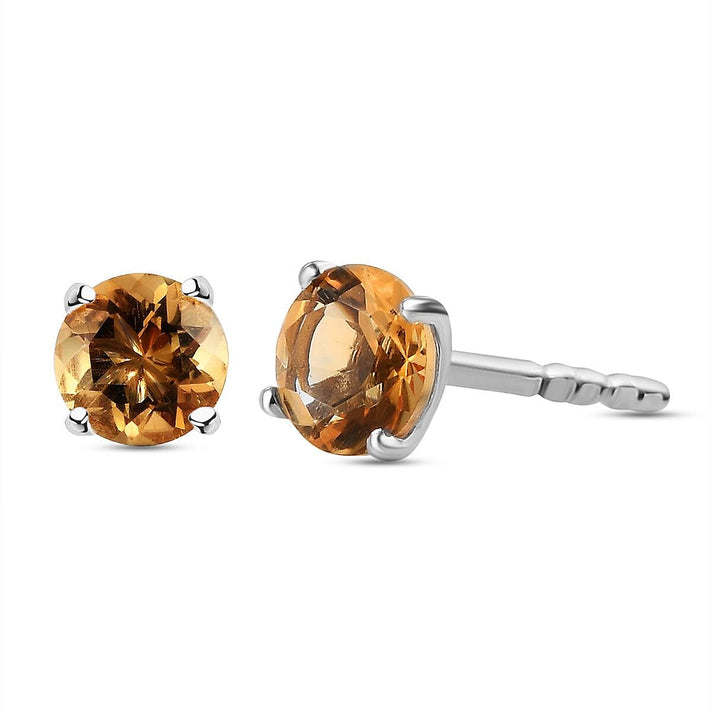 Citrine Stud Earring with Push Back in Platinum Overlay Sterling Silver 1.55 Ct. 3815274 1