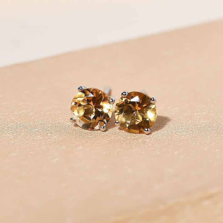 Citrine Stud Earring with Push Back in Platinum Overlay Sterling Silver 1.55 Ct. 3815274 2