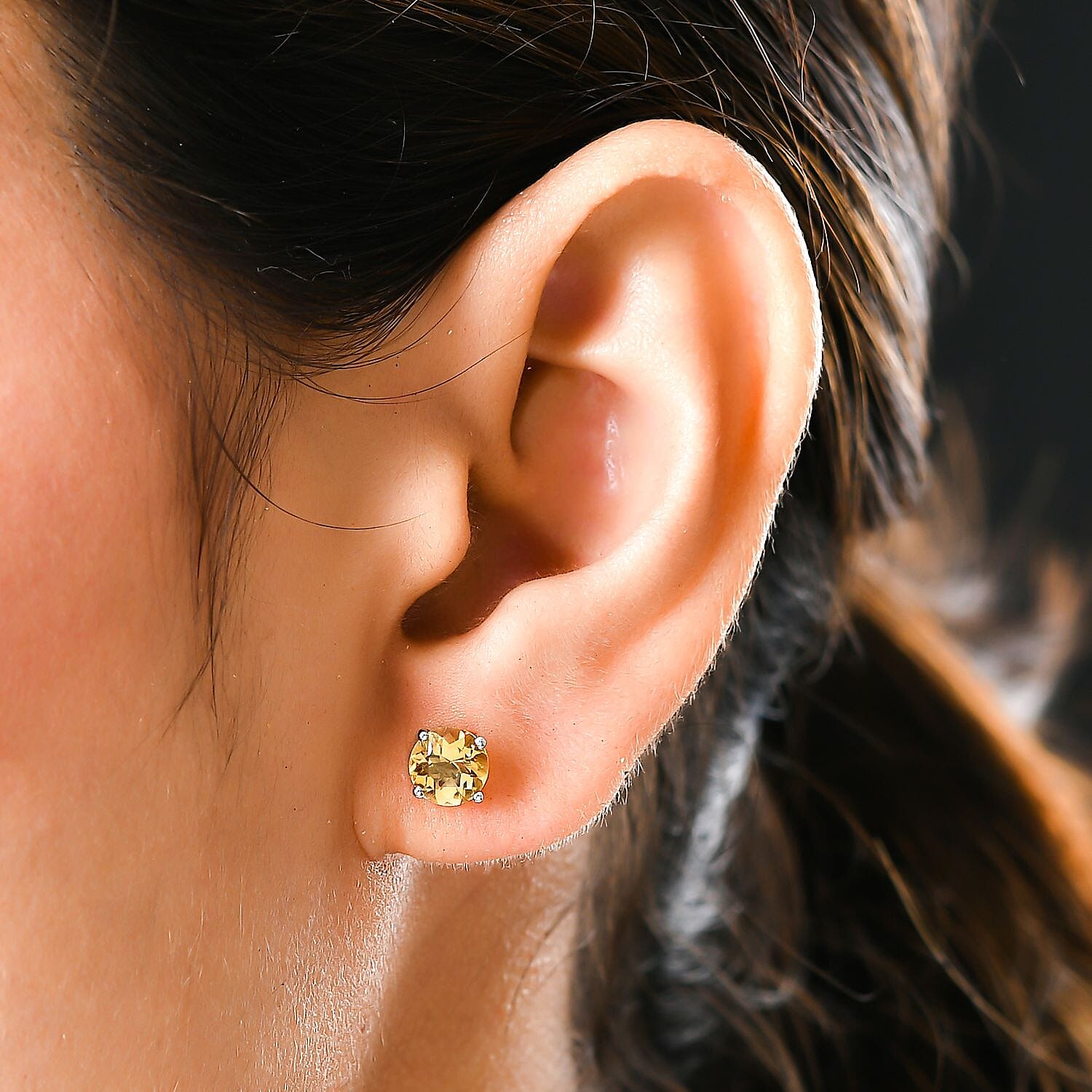 Citrine Stud Earring with Push Back in Platinum Overlay Sterling Silver 1.55 Ct. 3815274 3