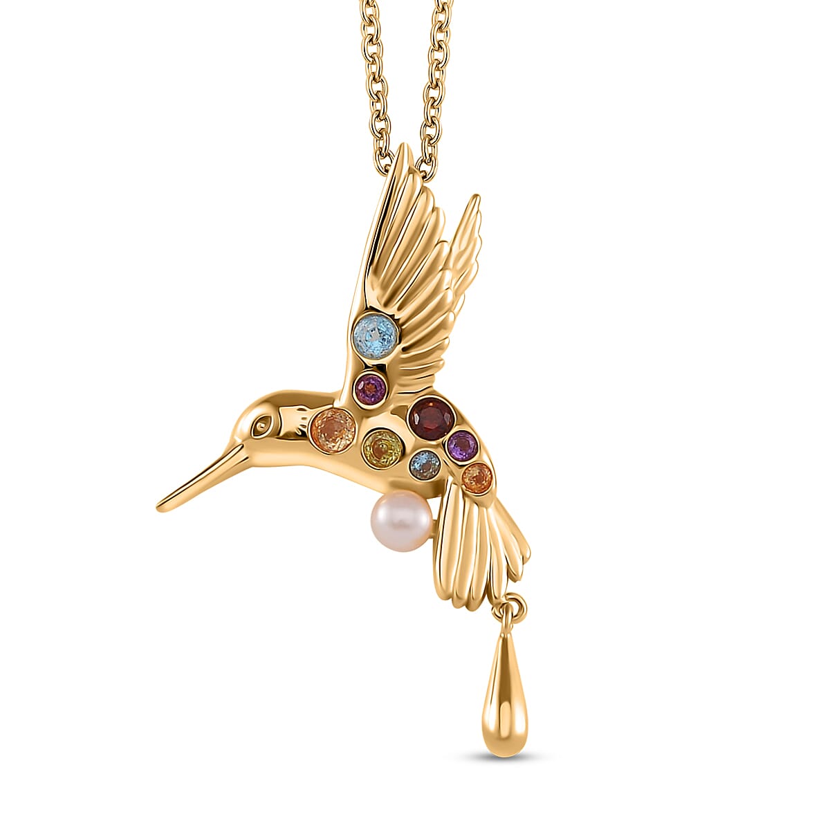 Lucy Q Creature Collection - Kingfisher Bird Pendant with Chain (Size 18) in 18K Vermeil Yellow Gold Plated Sterling Silver 4279880 0