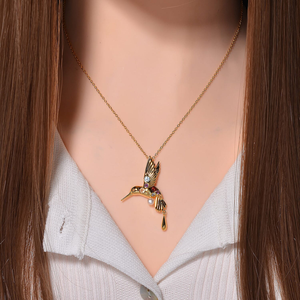 Lucy Q Creature Collection - Kingfisher Bird Pendant with Chain (Size 18) in 18K Vermeil Yellow Gold Plated Sterling Silver 4279880 1